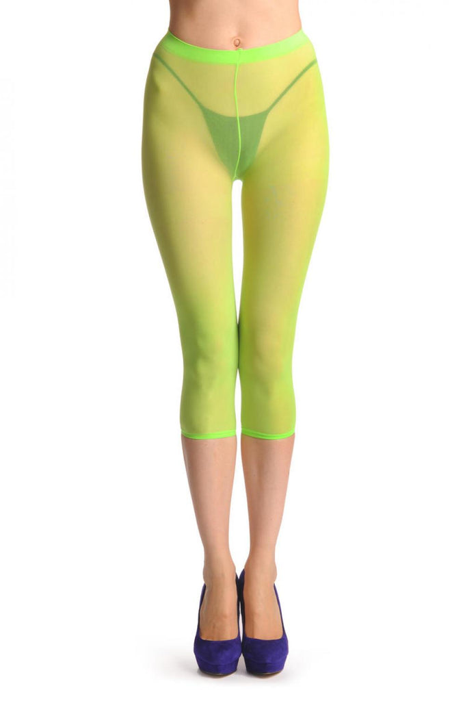 Liss Kiss Plain Bright Green Three Quarter Tights (Capri) - Tights Footless