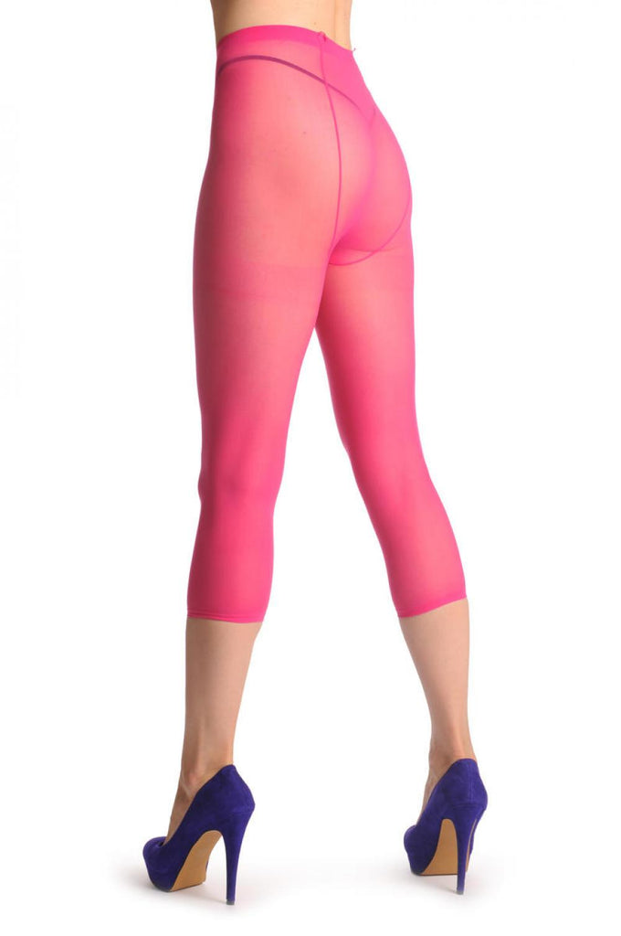 Liss Kiss Plain Bright Pink Three Quarter Tights (Capri) - Tights Footless