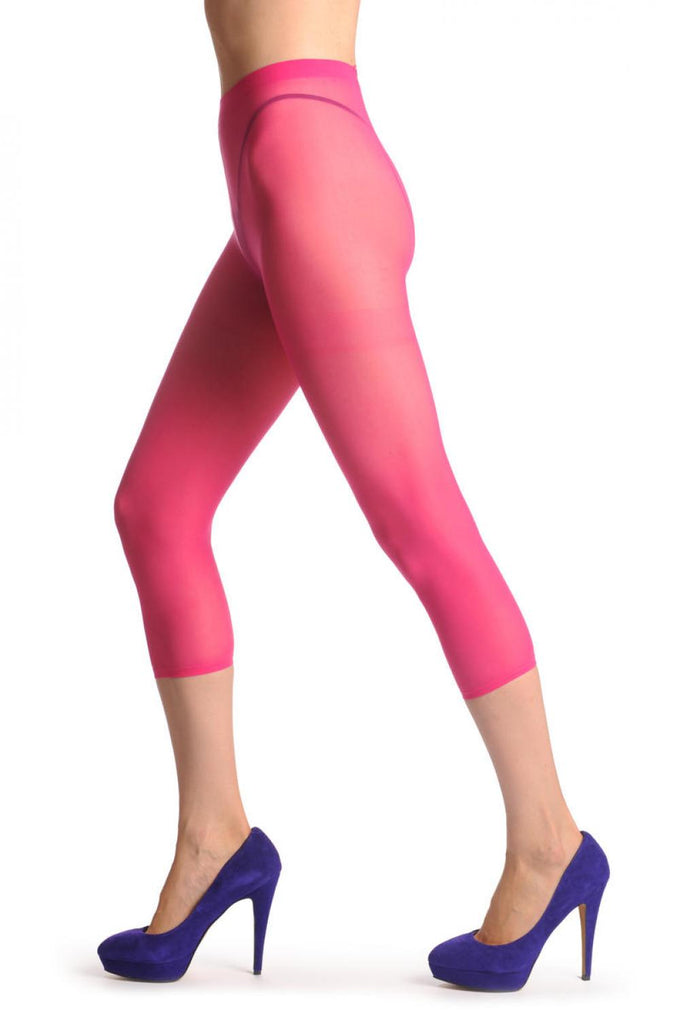 liss kiss Plain Bright Pink Three Quarter Tights (Capri) - Tights Footless