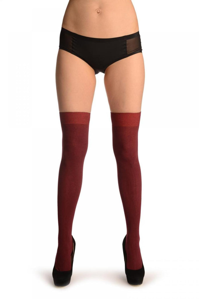 Liss Kiss Plain Burgundy Red All Over - Over The Knee Socks