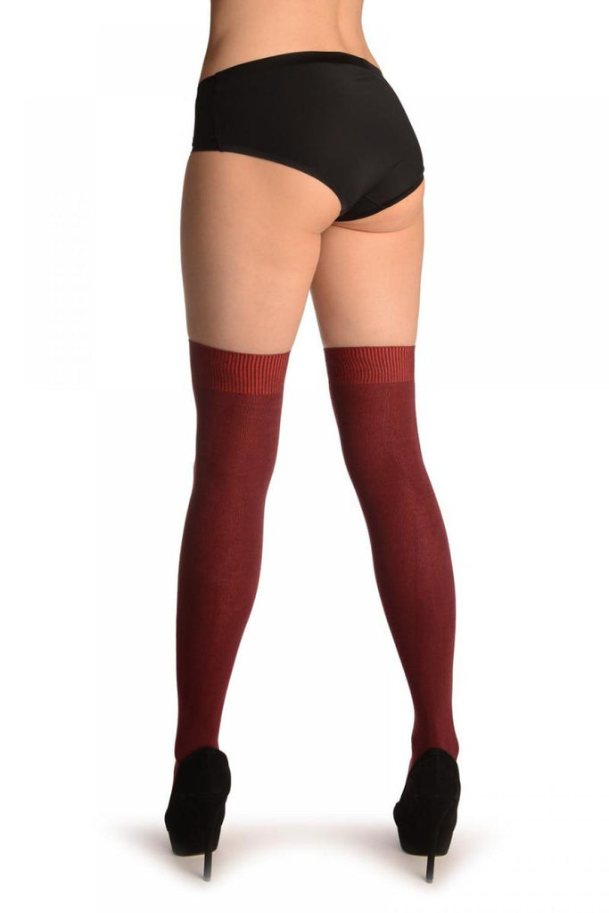 Liss Kiss Plain Burgundy Red All Over - Over The Knee Socks