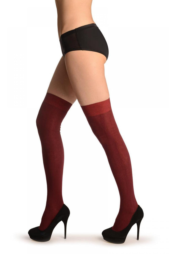 Liss Kiss Plain Burgundy Red All Over - Over The Knee Socks