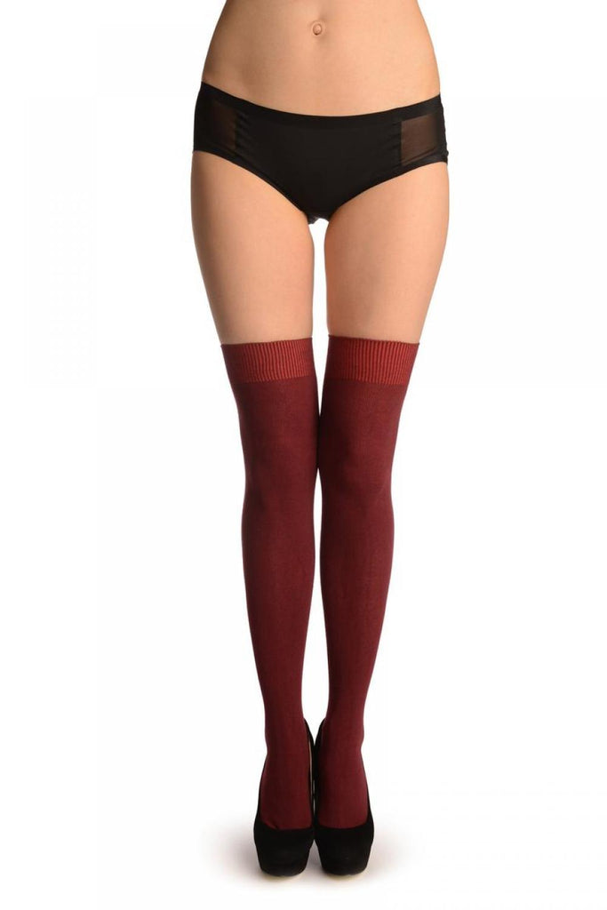 Liss Kiss Plain Burgundy Red All Over - Over The Knee Socks