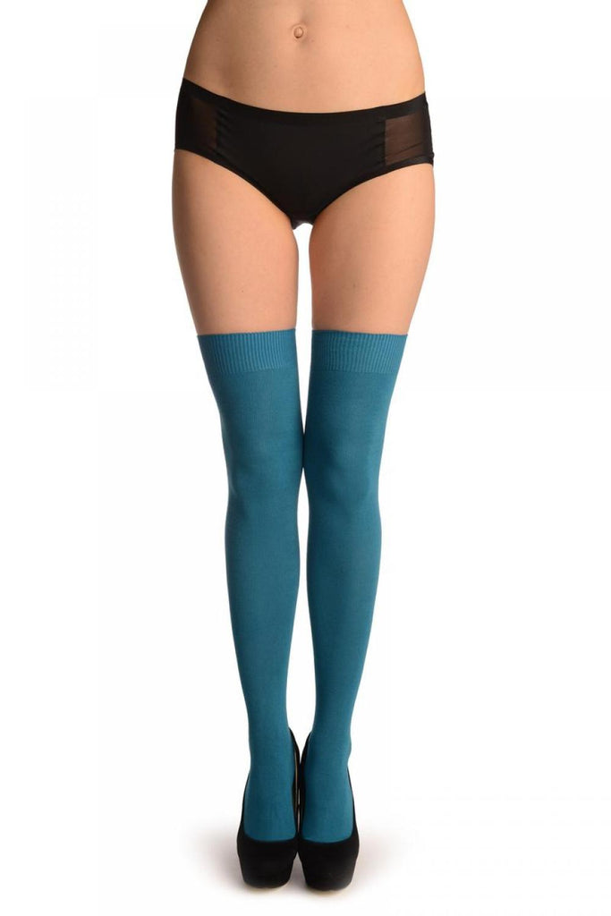 Liss Kiss Plain Cerulean Blue All Over - Over The Knee Socks