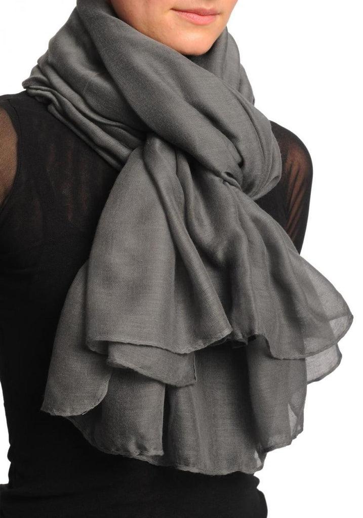 Liss Kiss Plain Charcoal Grey Unisex Scarf & Beach Sarong - Scarf