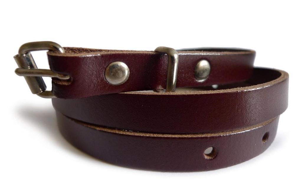 Liss Kiss Plain Dark Burgundy Real Leather Women Belt - Belt