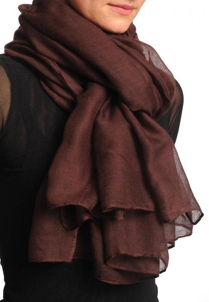 Liss Kiss Plain Dark Chocolate Brown Unisex Scarf & Beach Sarong - Scarf