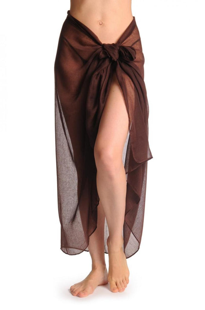 Liss Kiss Plain Dark Chocolate Brown Unisex Scarf & Beach Sarong - Scarf
