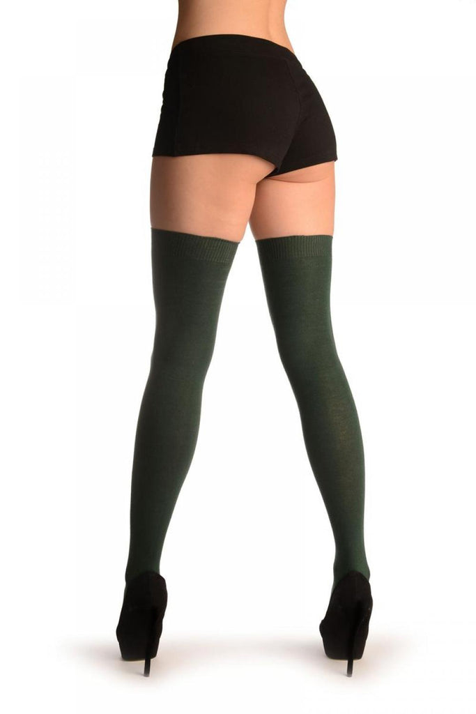 Liss Kiss Plain Light Bottle Green All Over - Over The Knee Socks