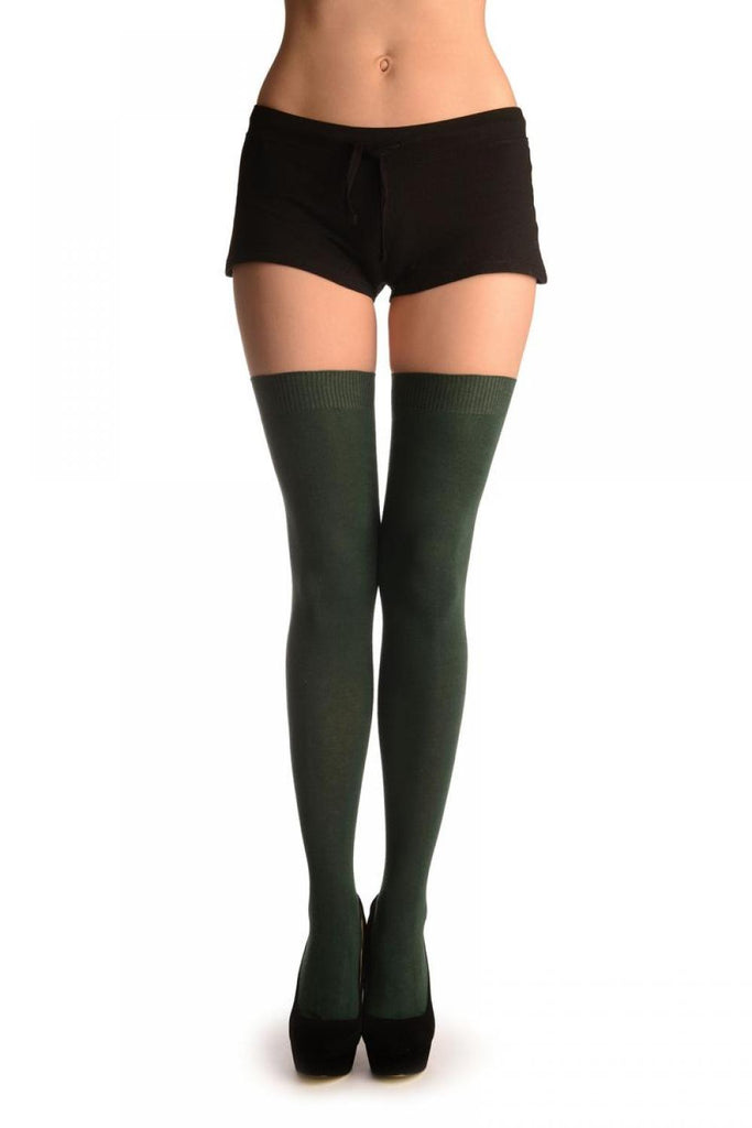 Liss Kiss Plain Light Bottle Green All Over - Over The Knee Socks