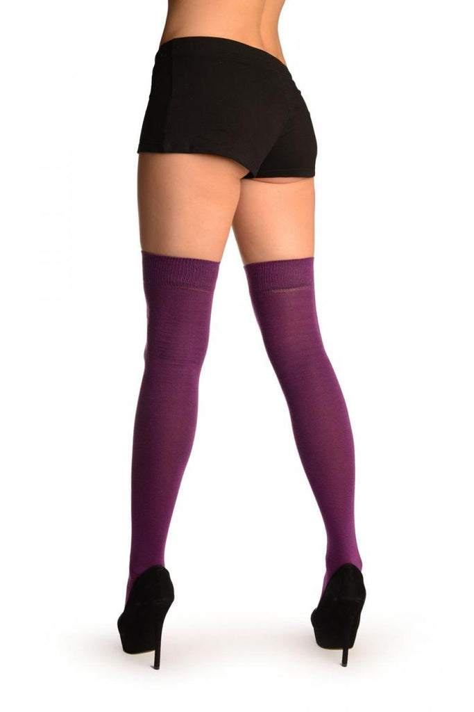 Liss Kiss Plain Light Maroon Over The Knee Socks - Over The Knee Socks