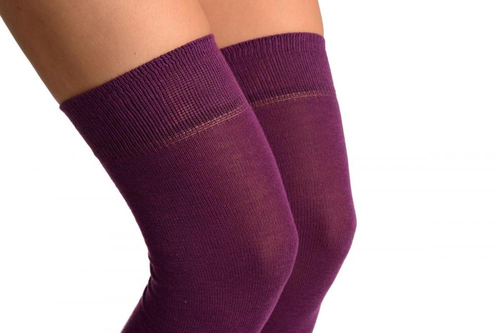 Liss Kiss Plain Light Maroon Over The Knee Socks - Over The Knee Socks