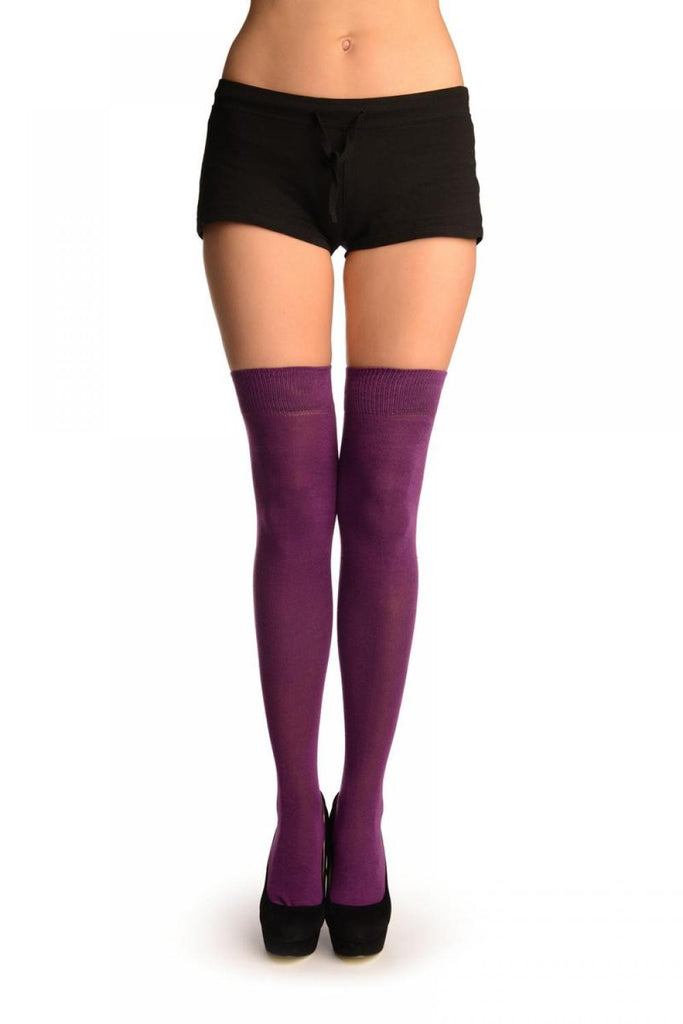 Liss Kiss Plain Light Maroon Over The Knee Socks - Over The Knee Socks
