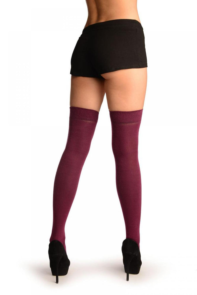 Liss Kiss Plain Maroon Over The Knee Socks - Over The Knee Socks