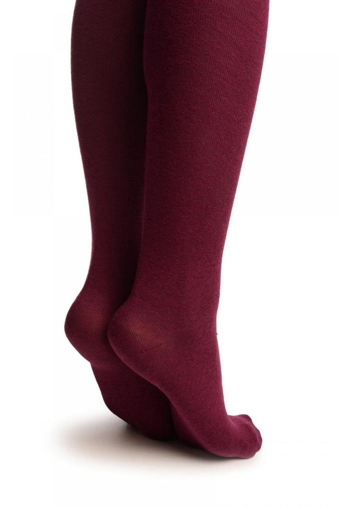 Liss Kiss Plain Maroon Over The Knee Socks - Over The Knee Socks