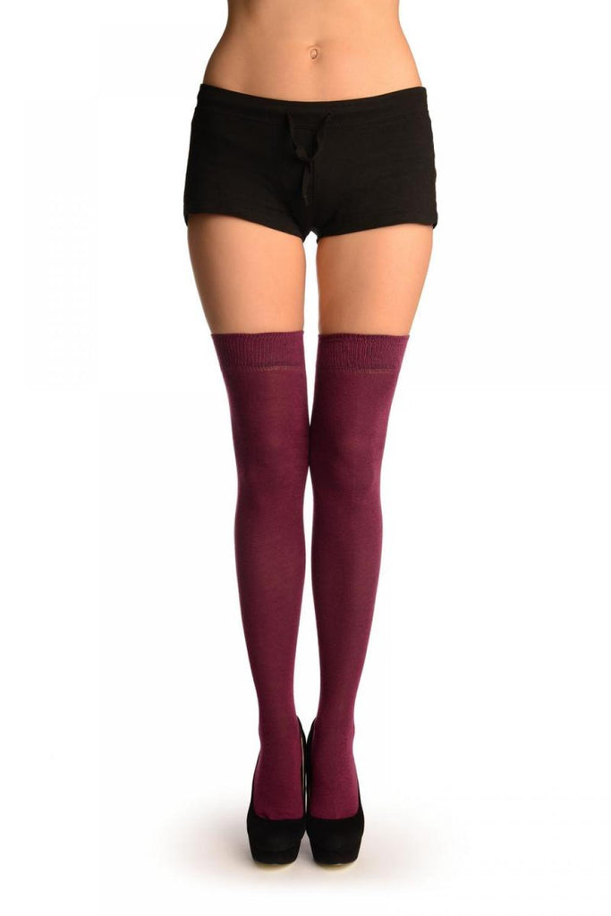 Liss Kiss Plain Maroon Over The Knee Socks - Over The Knee Socks