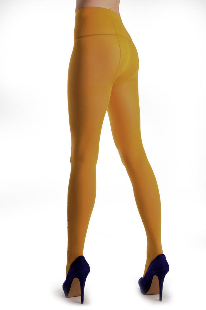 Liss Kiss Plain Mustard Yellow With Black Crystals 80 Den - Tights