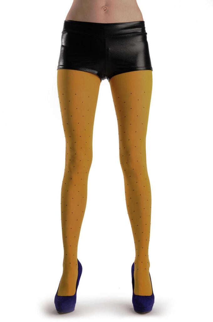 liss kiss Plain Mustard Yellow With Black Crystals 80 Den - Tights