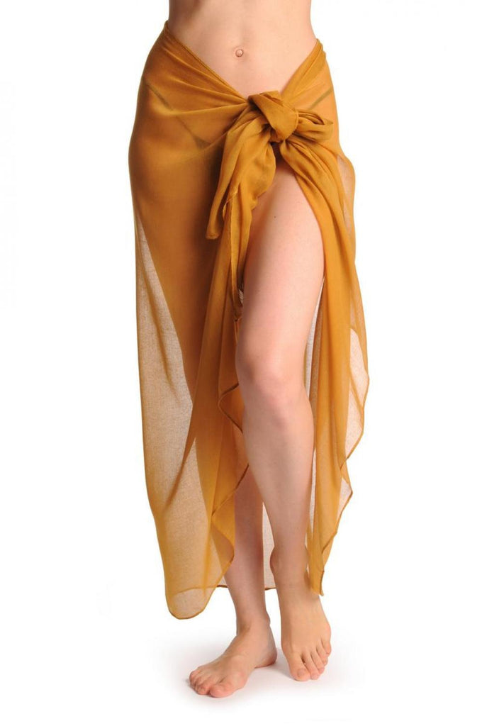 Liss Kiss Plain Ochre Brown Unisex Scarf & Beach Sarong - Scarf