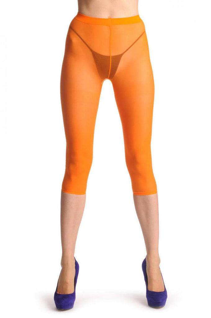 Liss Kiss Plain Orange Three Quarter Tights (Capri) - Tights Footless