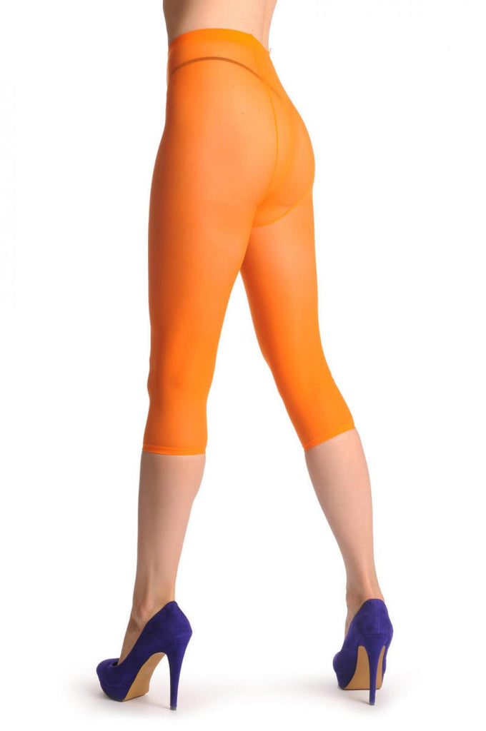 Liss Kiss Plain Orange Three Quarter Tights (Capri) - Tights Footless