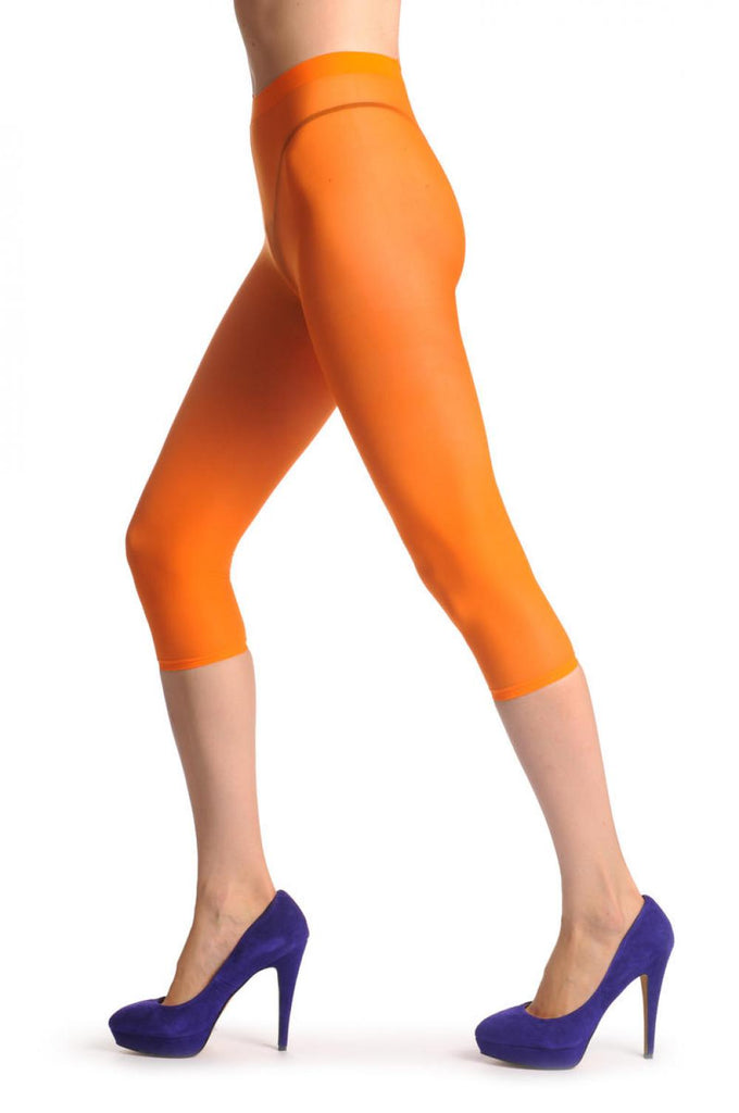 liss kiss Plain Orange Three Quarter Tights (Capri) - Tights Footless