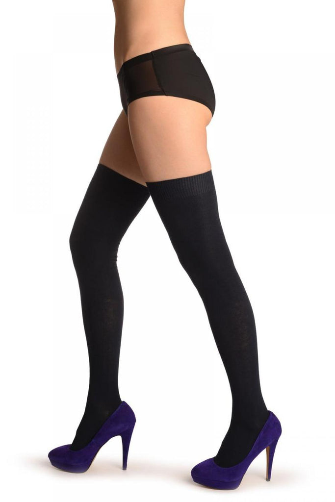 Liss Kiss Plain Oxford Blue All Over - Over The Knee Socks