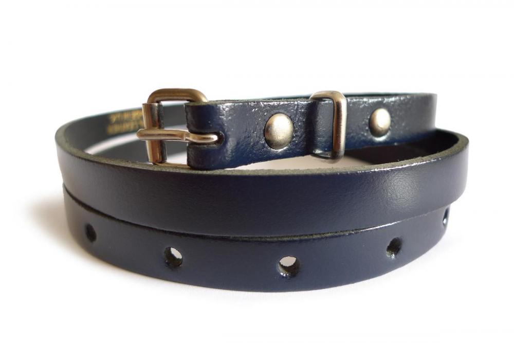 Liss Kiss Plain Oxford Blue Real Leather Women Belt - Belt