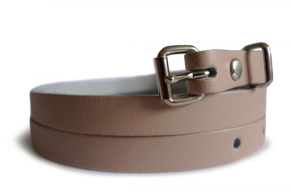 Liss Kiss Plain Powder Beige Real Leather Women Belt - Belt