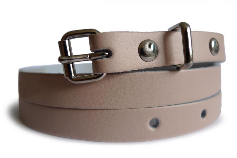 liss kiss Plain Powder Beige Real Leather Women Belt - Belt