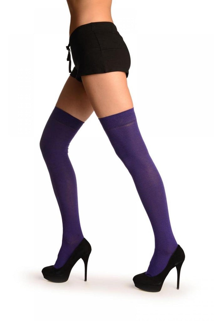 Liss Kiss Plain Purple Over The Knee Socks - Over The Knee Socks