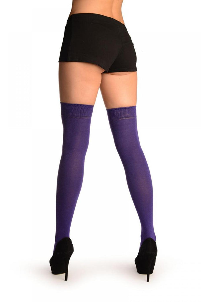 Liss Kiss Plain Purple Over The Knee Socks - Over The Knee Socks