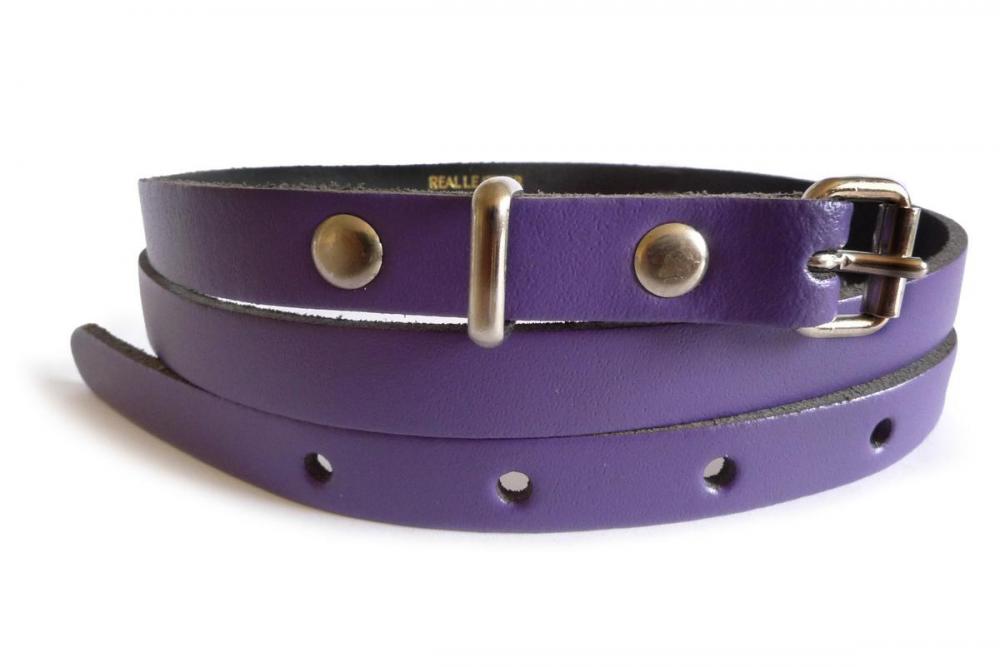 Liss Kiss Plain Purple Real Leather Women Belt - Belt
