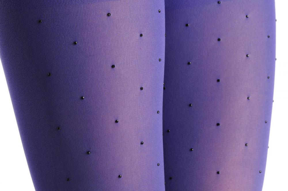 Liss Kiss Plain Purple With Black Crystals 80 Den - Tights
