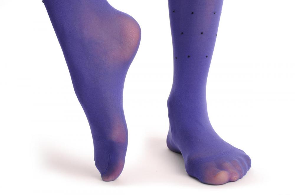 Liss Kiss Plain Purple With Black Crystals 80 Den - Tights