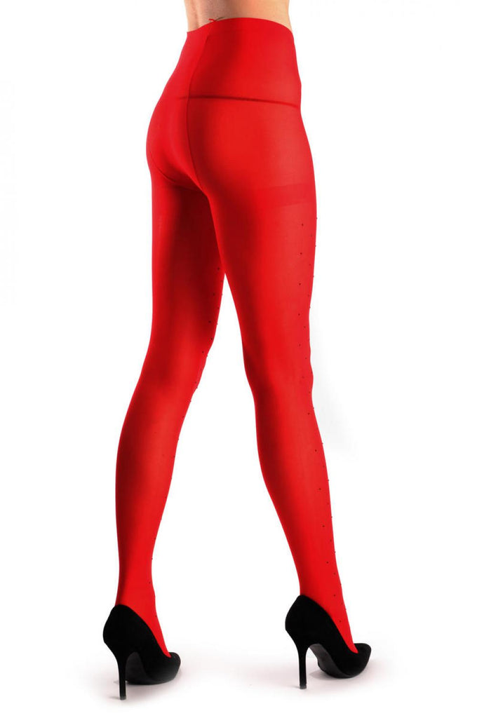 Liss Kiss Plain Red With Black Crystals 80 Den - Tights
