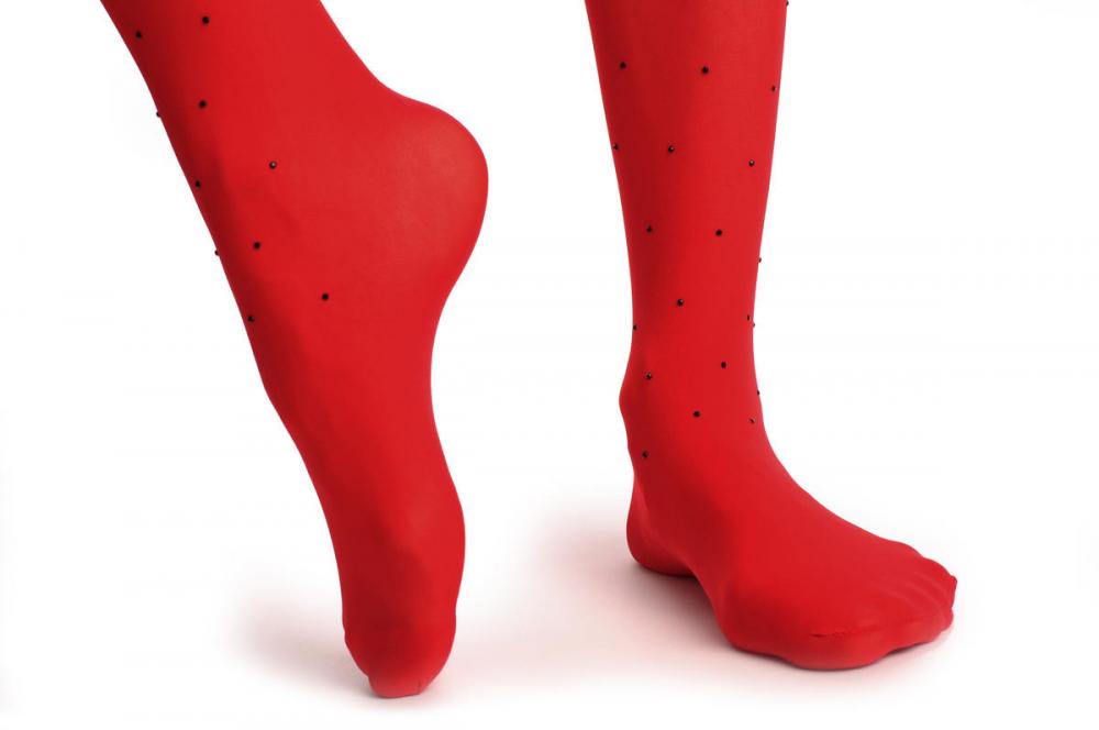 Liss Kiss Plain Red With Black Crystals 80 Den - Tights