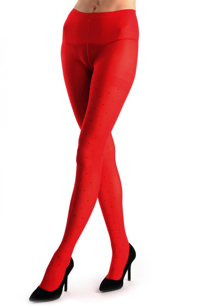 Liss Kiss Plain Red With Black Crystals 80 Den - Tights