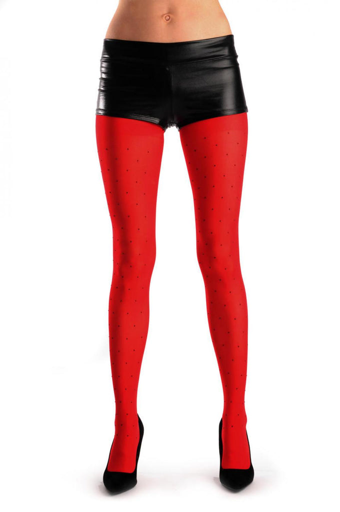 liss kiss Plain Red With Black Crystals 80 Den - Tights