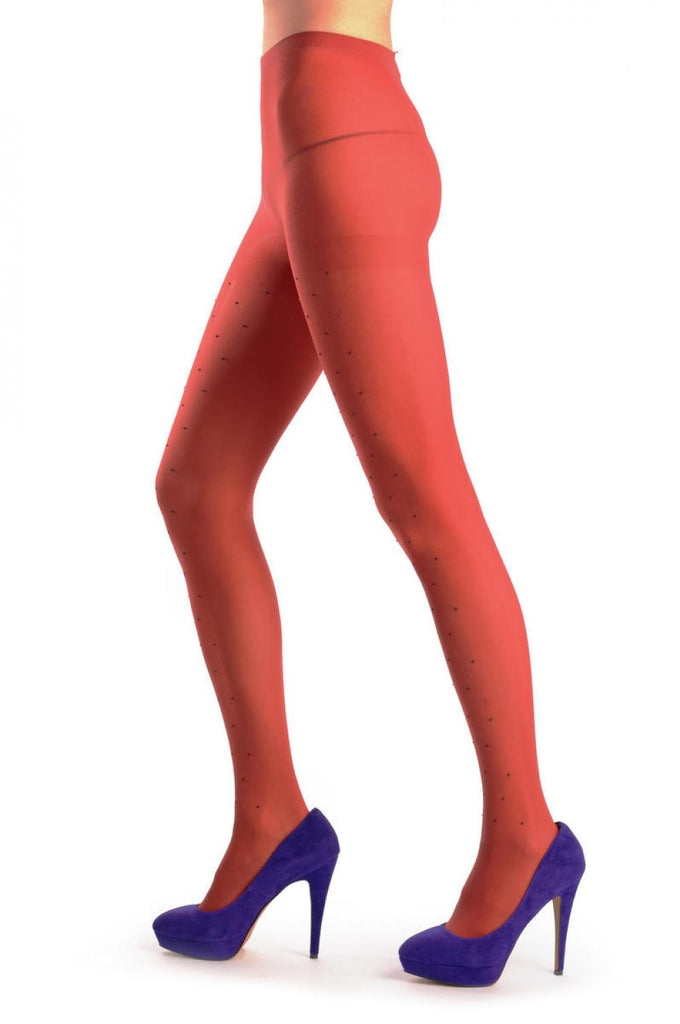 Liss Kiss Plain Rust Red With Black Crystals 80 Den - Tights