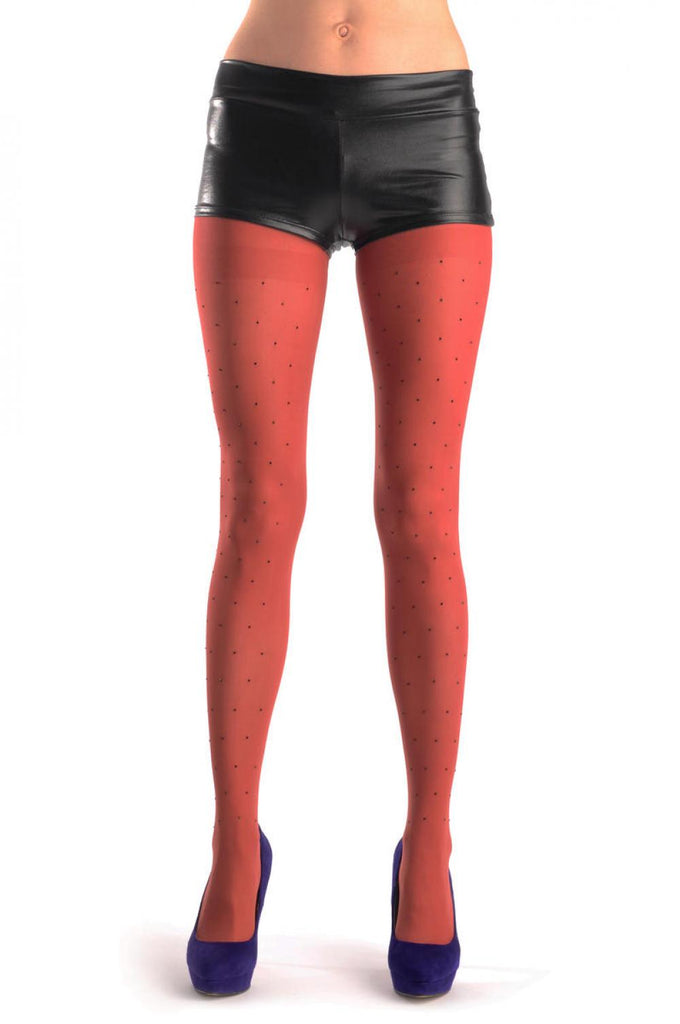 Liss Kiss Plain Rust Red With Black Crystals 80 Den - Tights