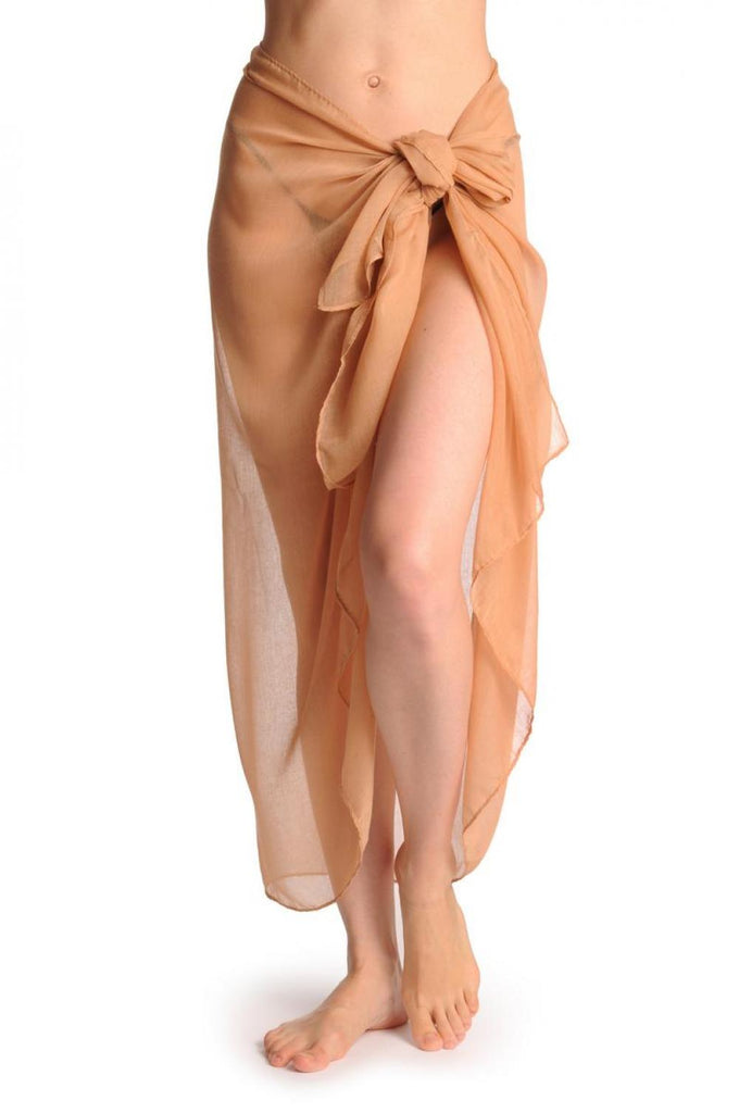 Liss Kiss Plain Sandy Brown Unisex Scarf & Beach Sarong - Scarf