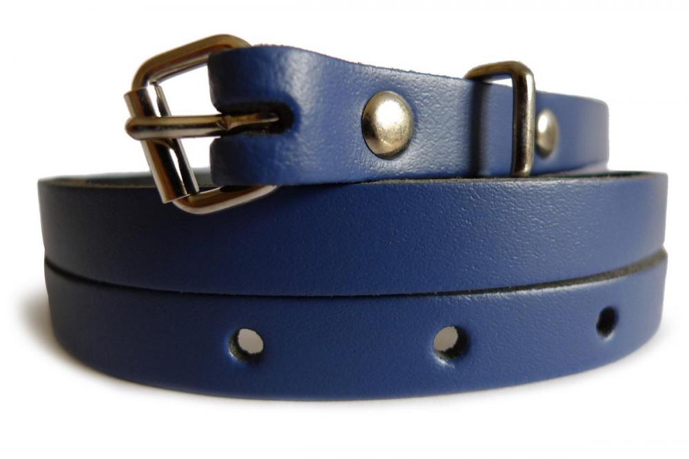 liss kiss Plain Steel Blue Real Leather Women Belt - Belt