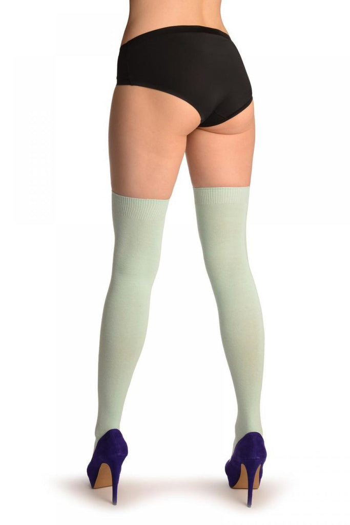 Liss Kiss Plain Tea Green All Over - Over The Knee Socks