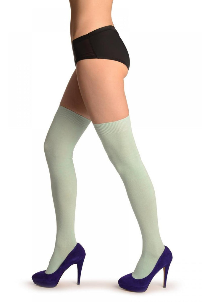 Liss Kiss Plain Tea Green All Over - Over The Knee Socks