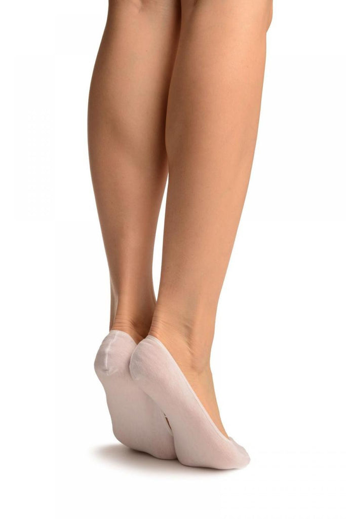 Liss Kiss Plain White Stretching Seam Footsies - Footsies Socks