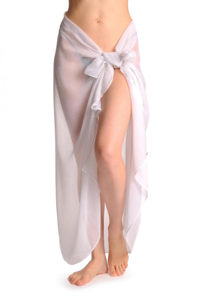 Liss Kiss Plain White Unisex Scarf & Beach Sarong - Scarf