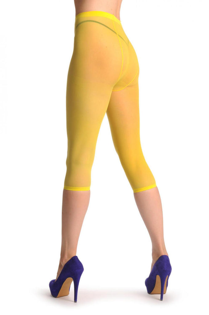 Liss Kiss Plain Yellow Three Quarter Tights (Capri) - Tights Footless