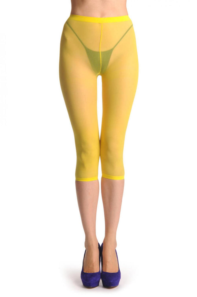 Liss Kiss Plain Yellow Three Quarter Tights (Capri) - Tights Footless