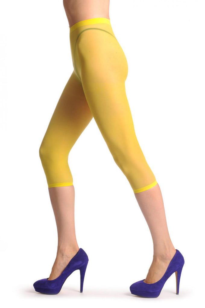 liss kiss Plain Yellow Three Quarter Tights (Capri) - Tights Footless